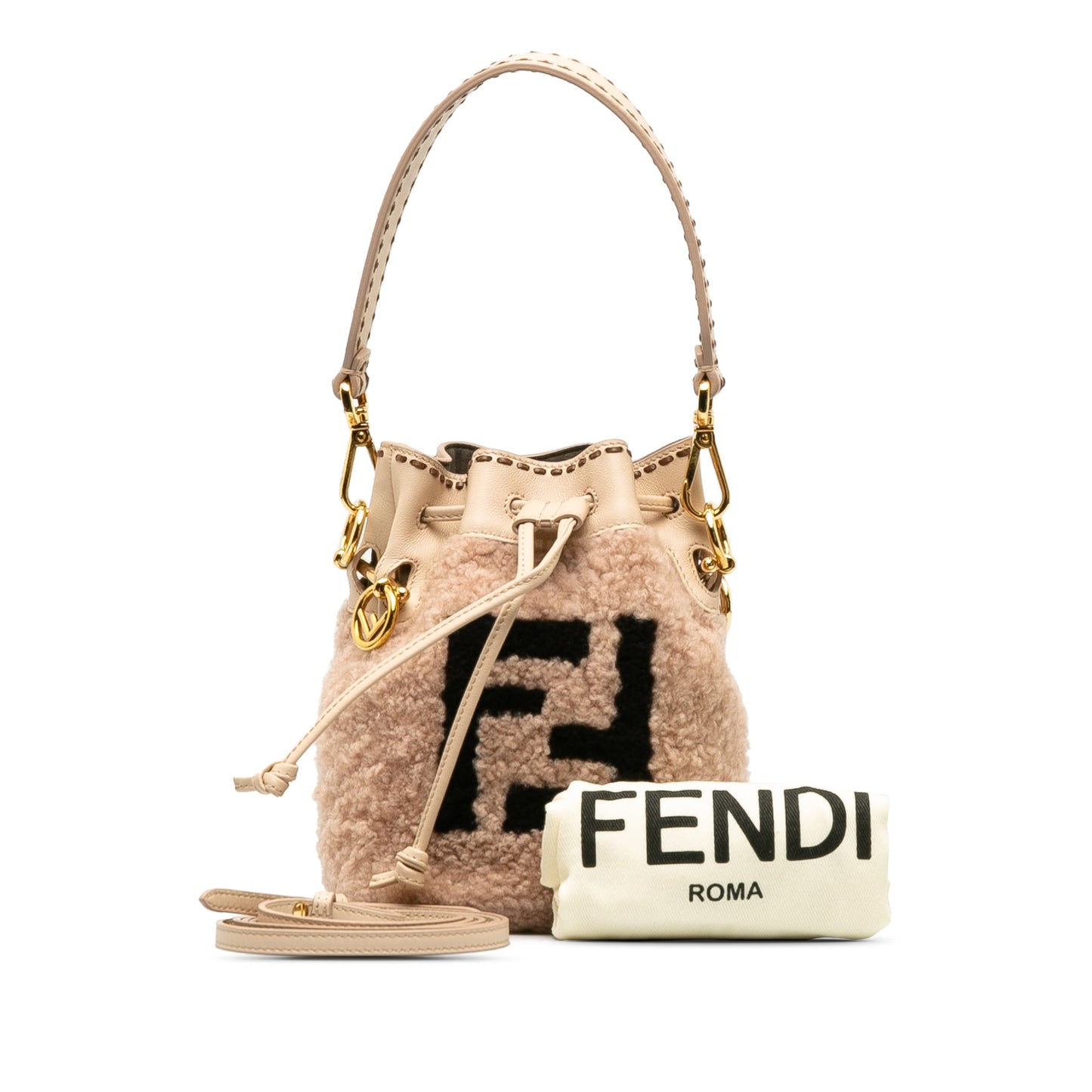 Fendi Shearling Mini Mon Tresor Bucket Bag