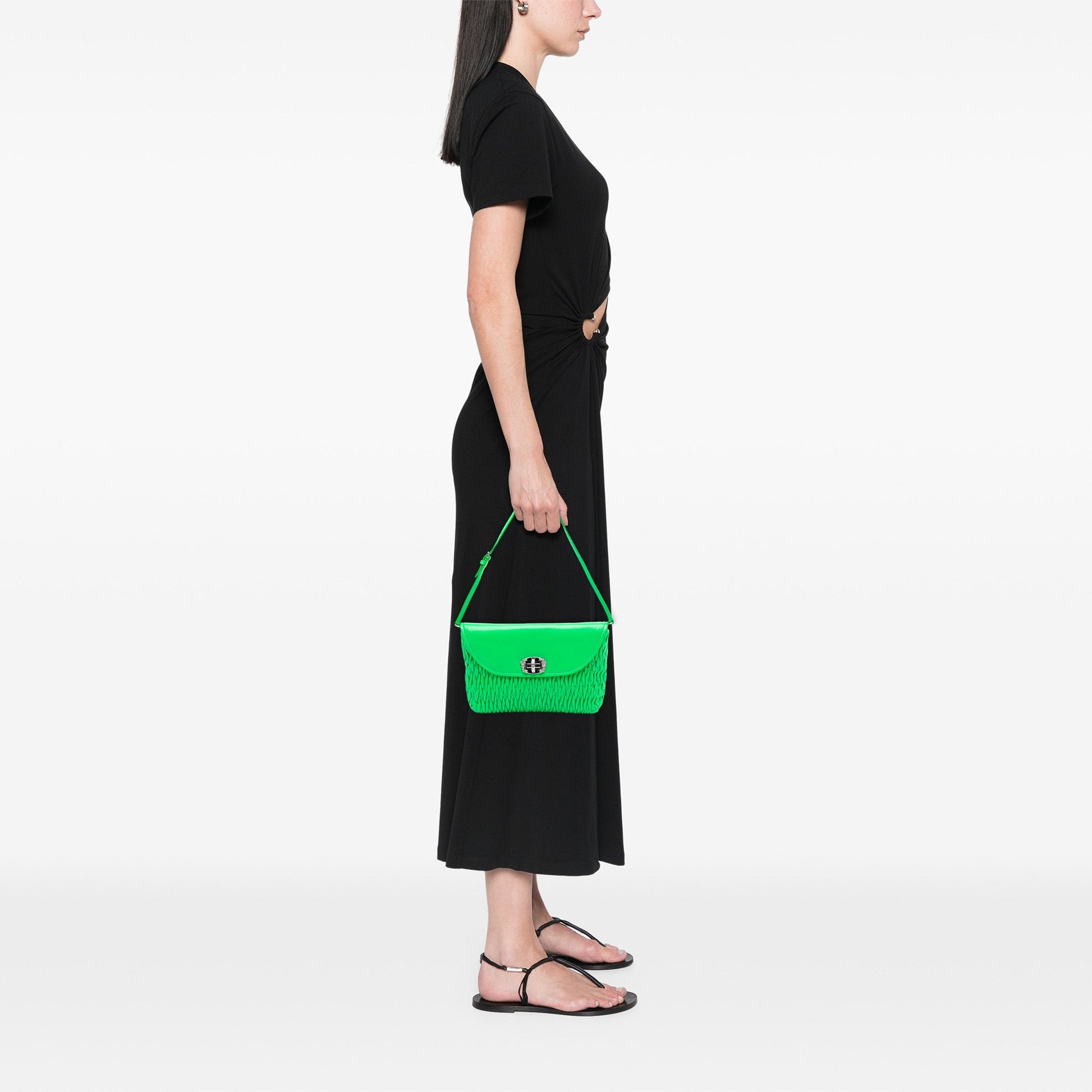 Miu Miu Matelasse Leather Crystal Flap Shoulder Bag