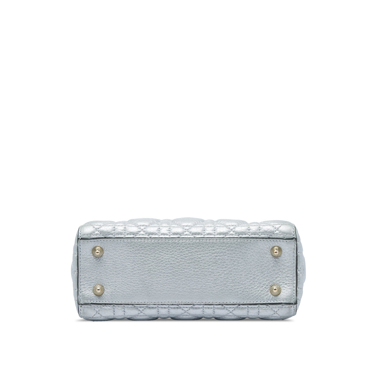 Dior Small Metallic Grained Calfskin Cannage Supple Lady Dior — Silver