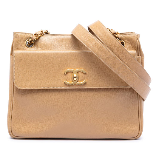 CC Caviar Front Pocket Chain Shoulder Bag