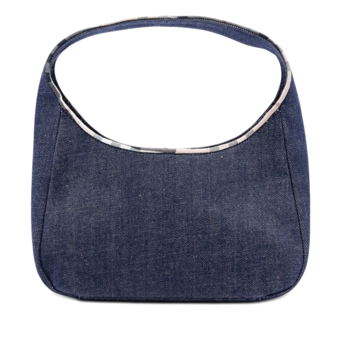 Burberry House Check Canvas Trimmed Denim Handbag