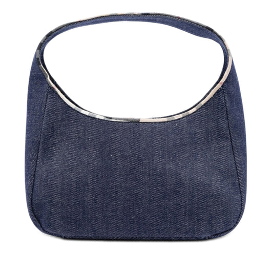 Burberry House Check Canvas Trimmed Denim Handbag