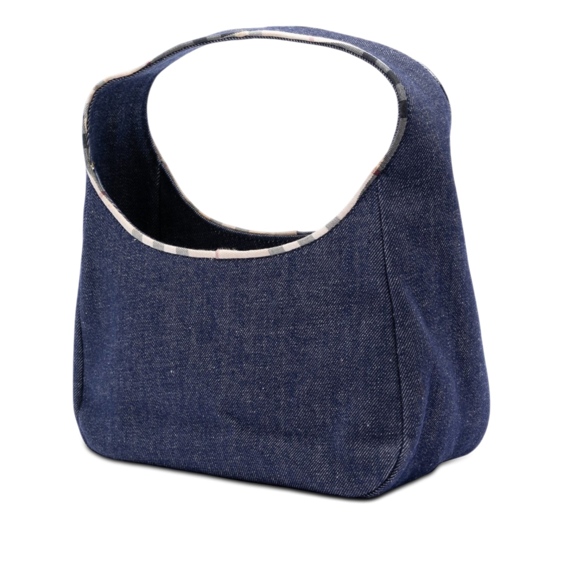 Burberry House Check Canvas Trimmed Denim Handbag