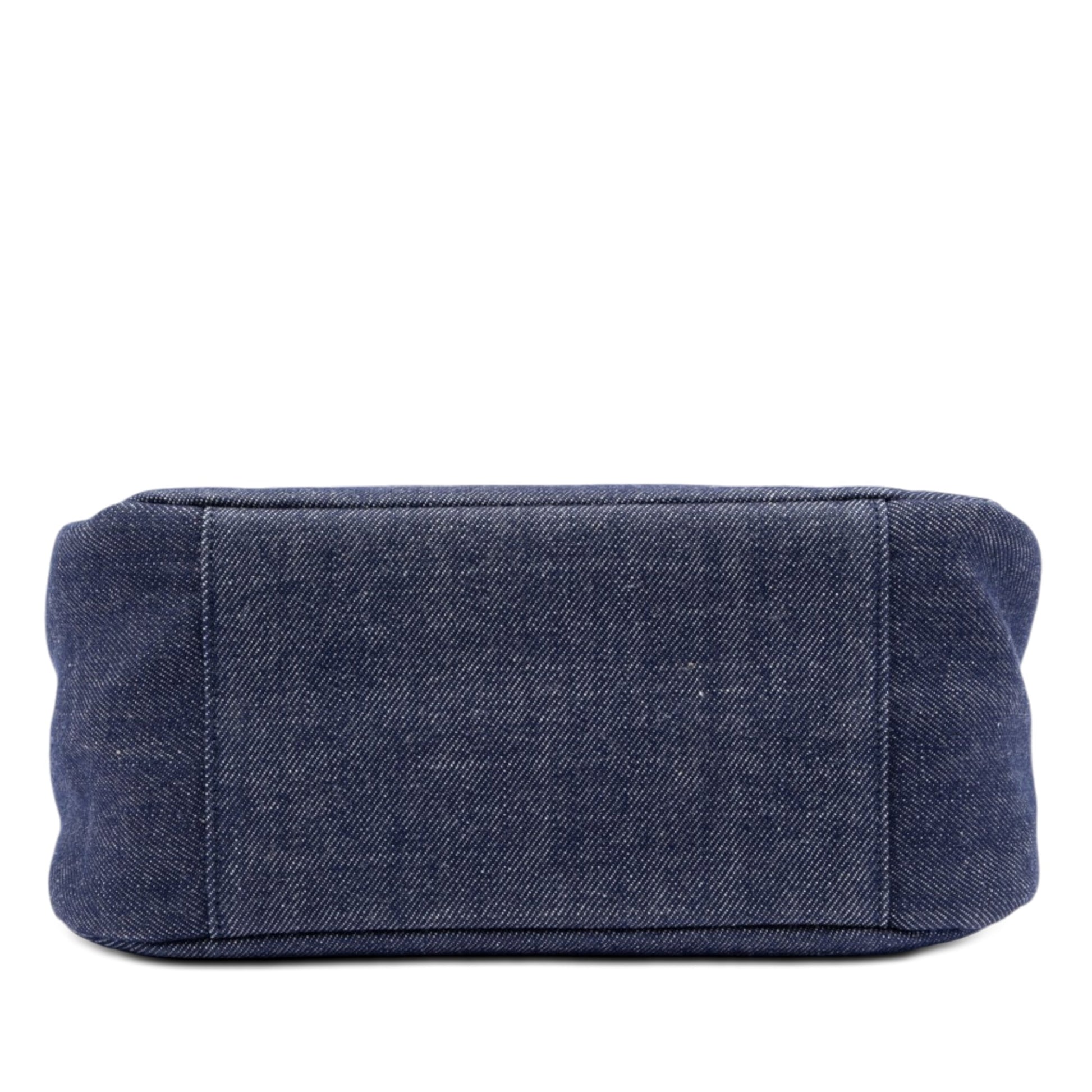 Burberry House Check Canvas Trimmed Denim Handbag