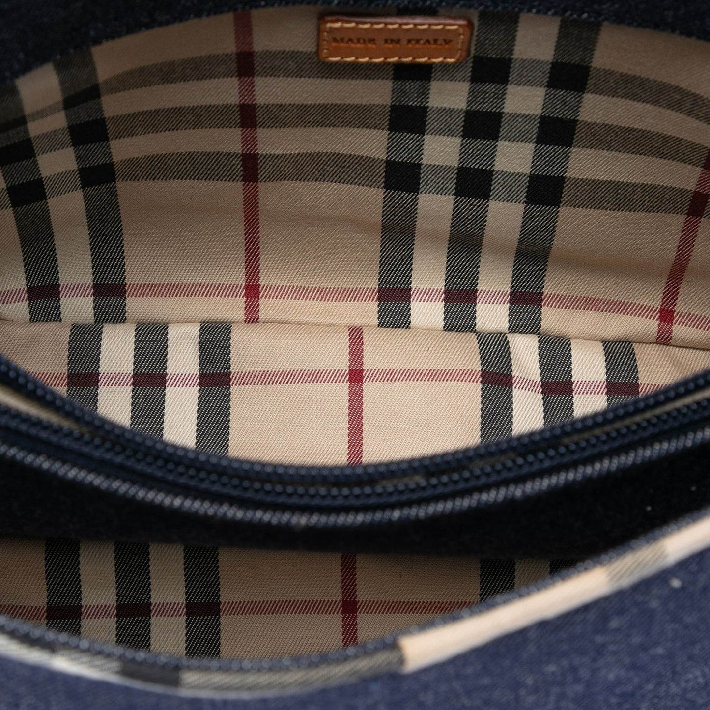 Burberry House Check Canvas Trimmed Denim Handbag