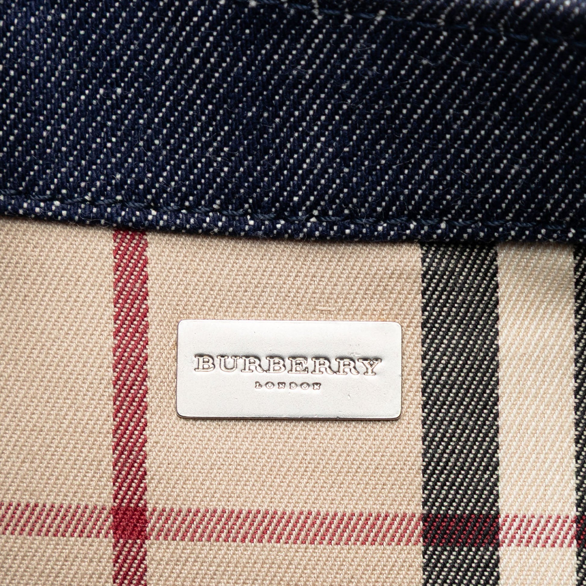 Burberry House Check Canvas Trimmed Denim Handbag