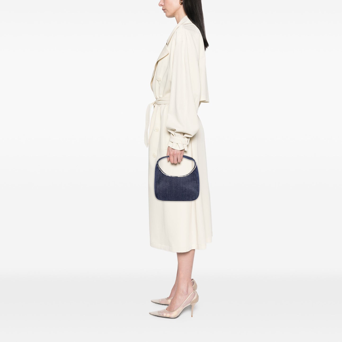 Burberry House Check Canvas Trimmed Denim Handbag