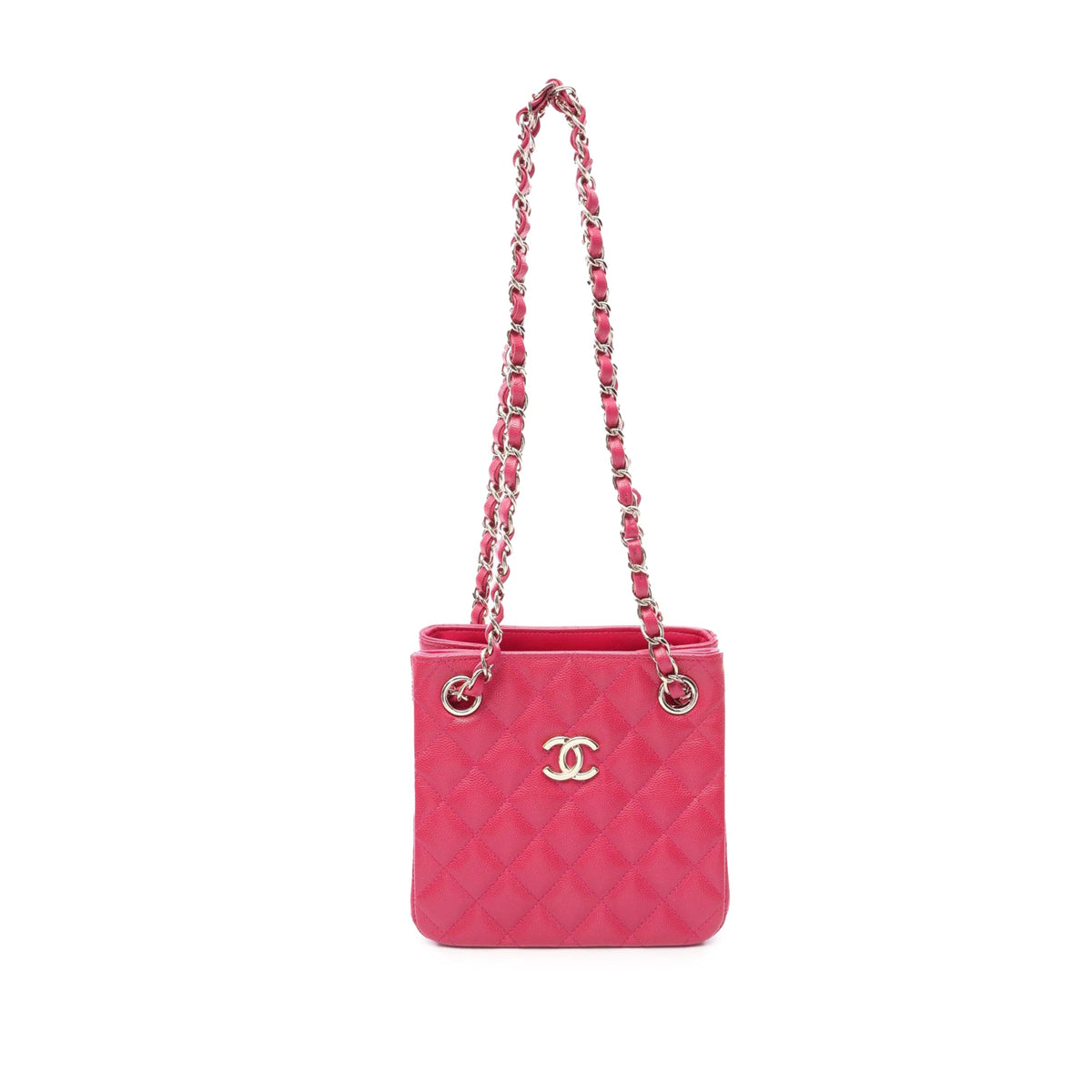 Chanel Mini Quilted Caviar Bucket Bag — Pink