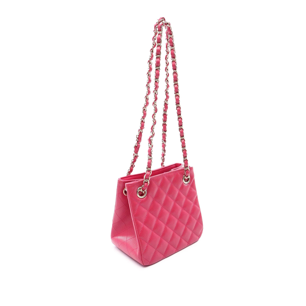 Chanel Mini Quilted Caviar Bucket Bag — Pink