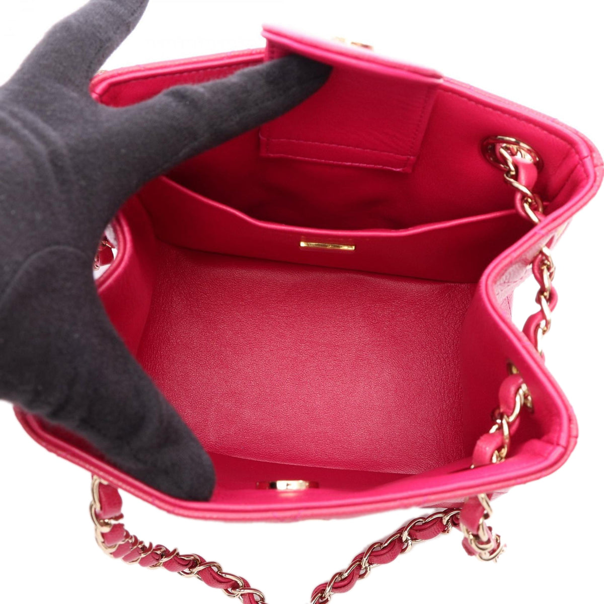 Chanel Mini Quilted Caviar Bucket Bag — Pink