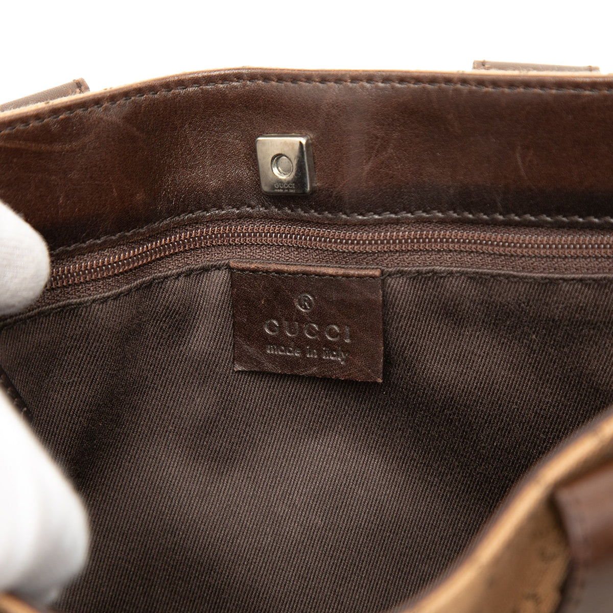 Gucci GG Denim Handbag — Brown