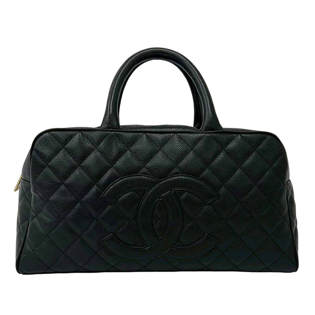 Chanel Large CC Quilted Caviar Bowler Bag