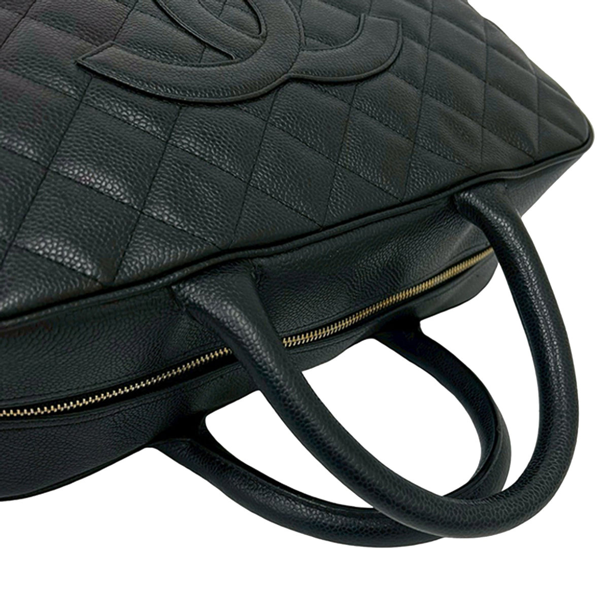Chanel Large CC Quilted Caviar Bowler Bag