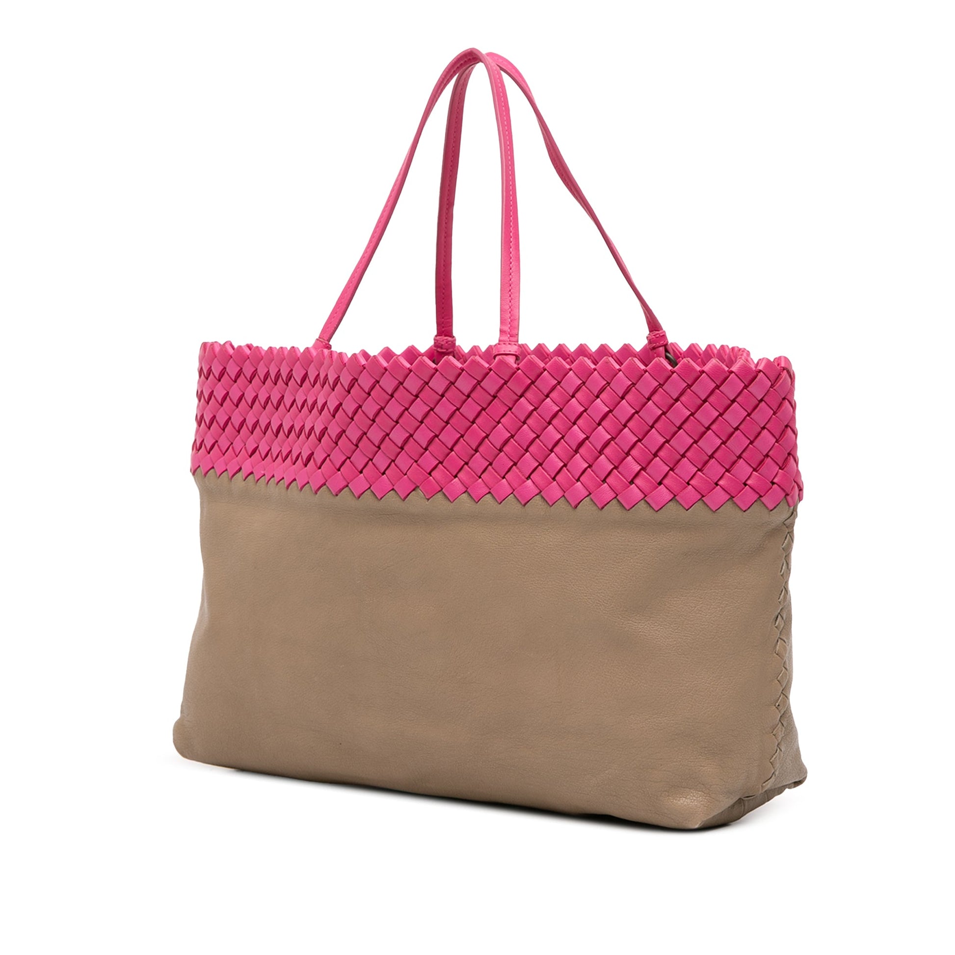 Bottega Veneta Intrecciato Trimmed Bicolor Nappa Tote