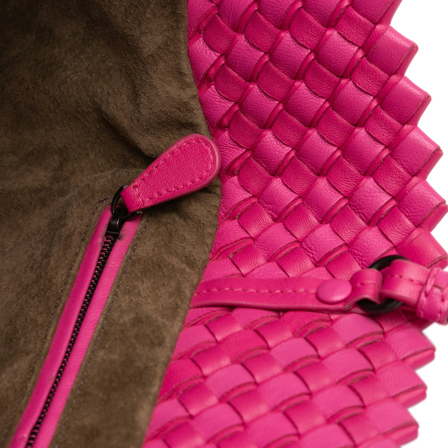 Bottega Veneta Intrecciato Trimmed Bicolor Nappa Tote