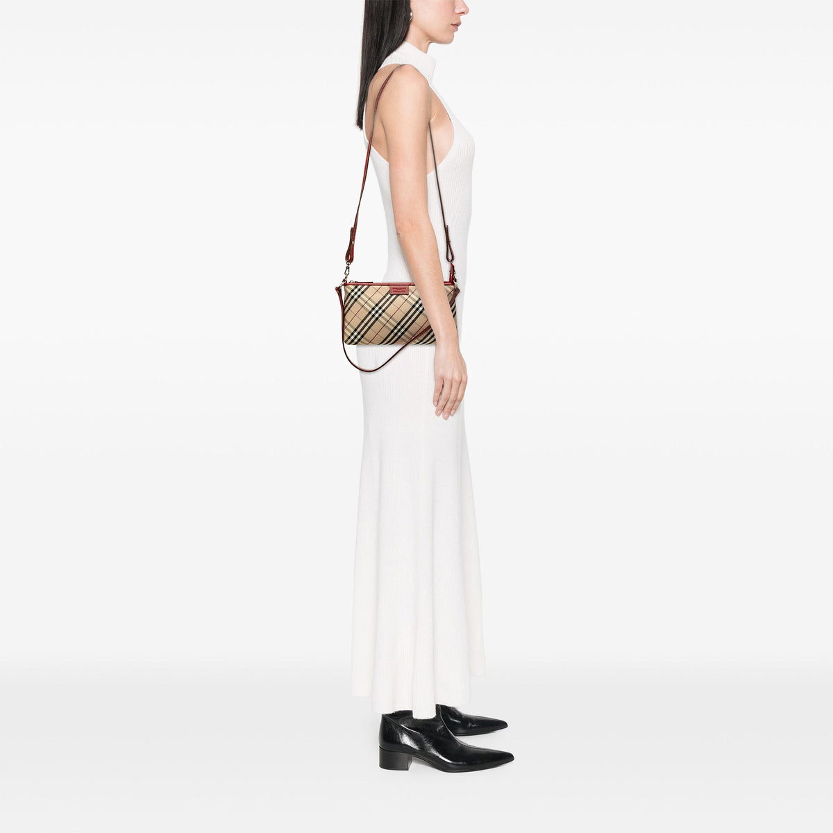 Burberry Nova Check Canvas Satchel — Beige
