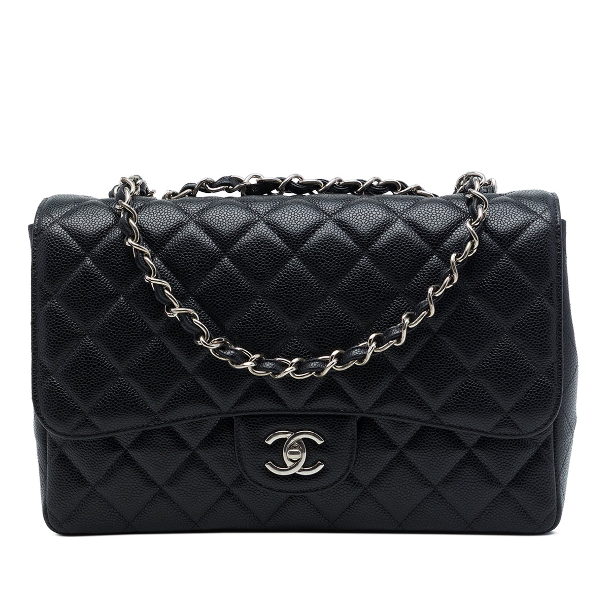 Chanel Jumbo Classic Caviar Single Flap — Black