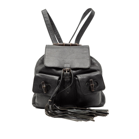 Gucci Leather Bamboo Tassel Backpack