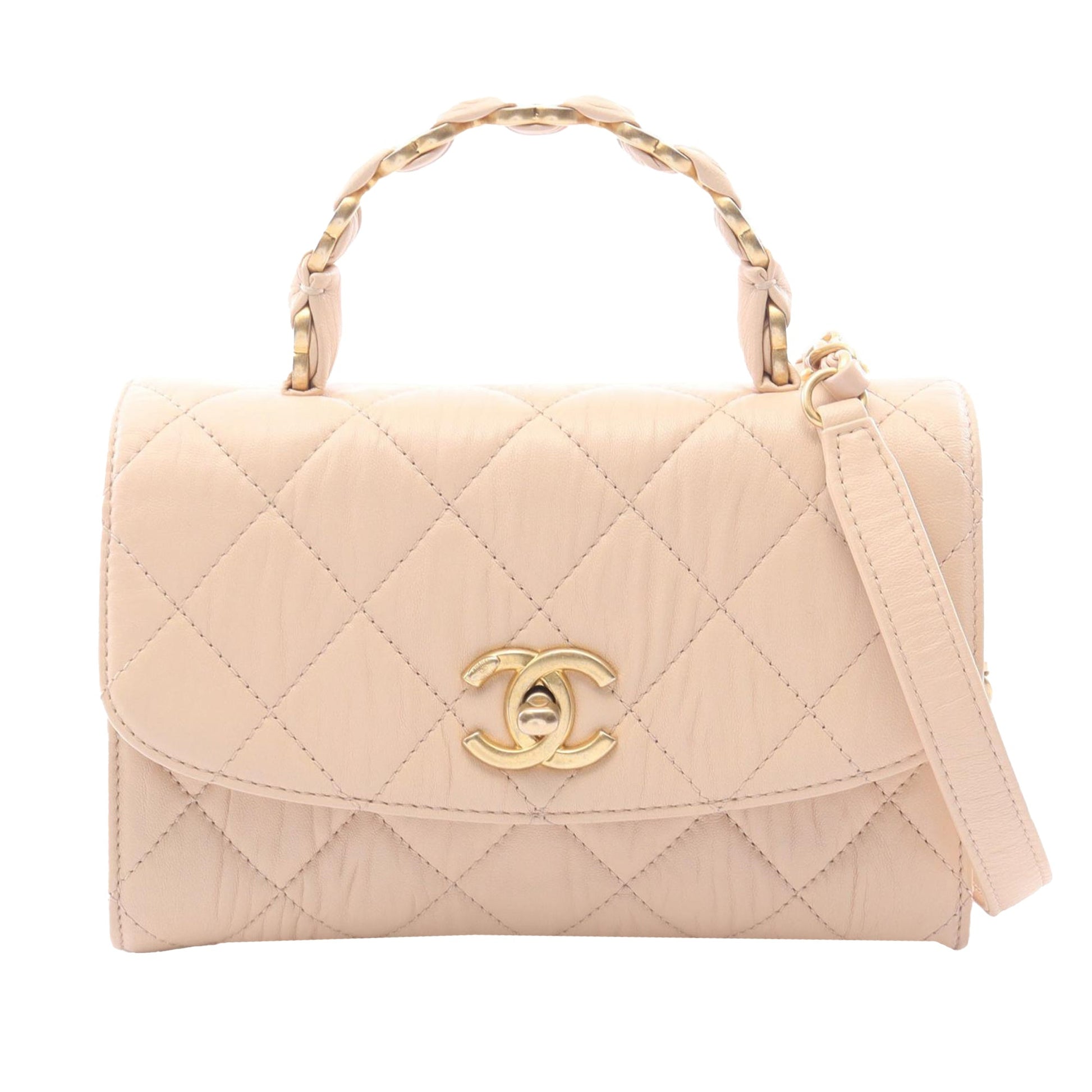 Chanel Quilted Lambskin CC Links Top Handle Flap