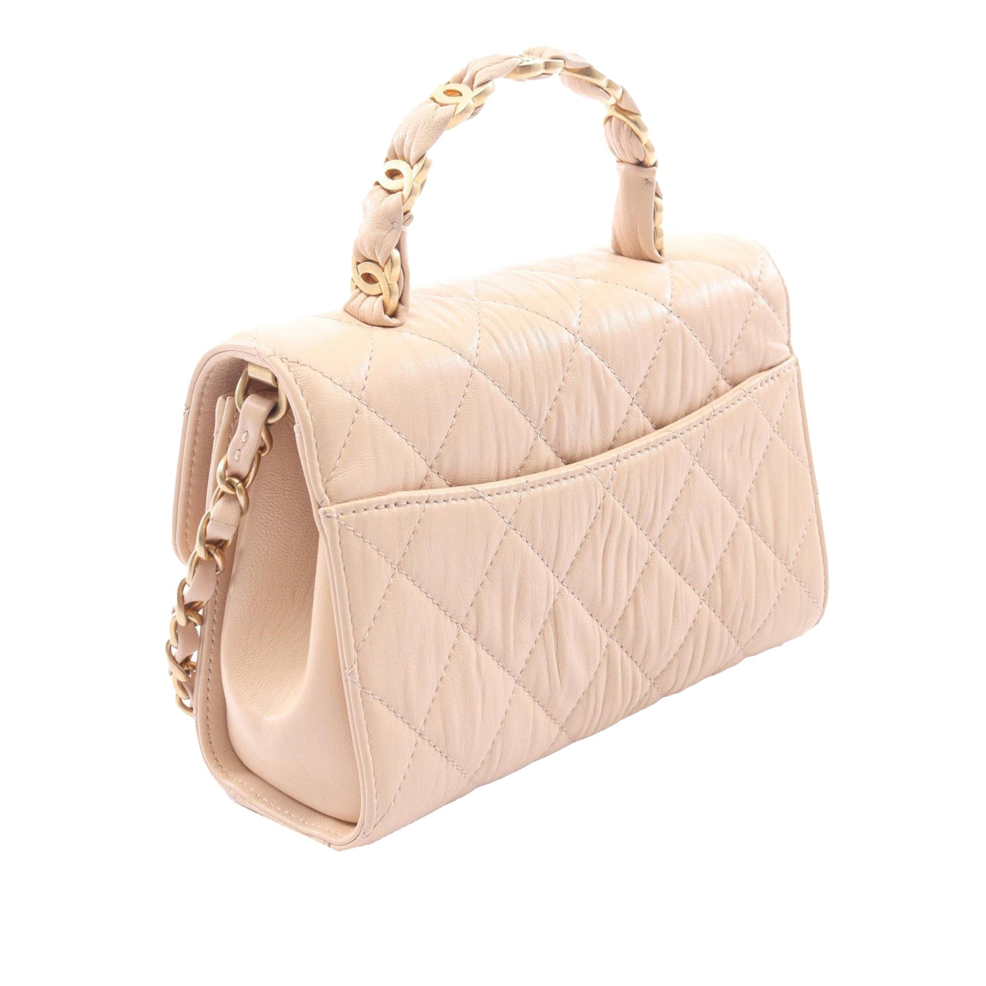 Chanel Quilted Lambskin CC Links Top Handle Flap