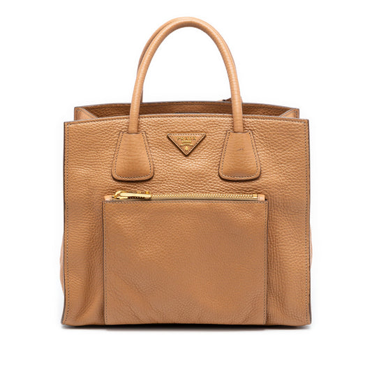 Vitello Daino Front Pocket Open Convertible Tote
