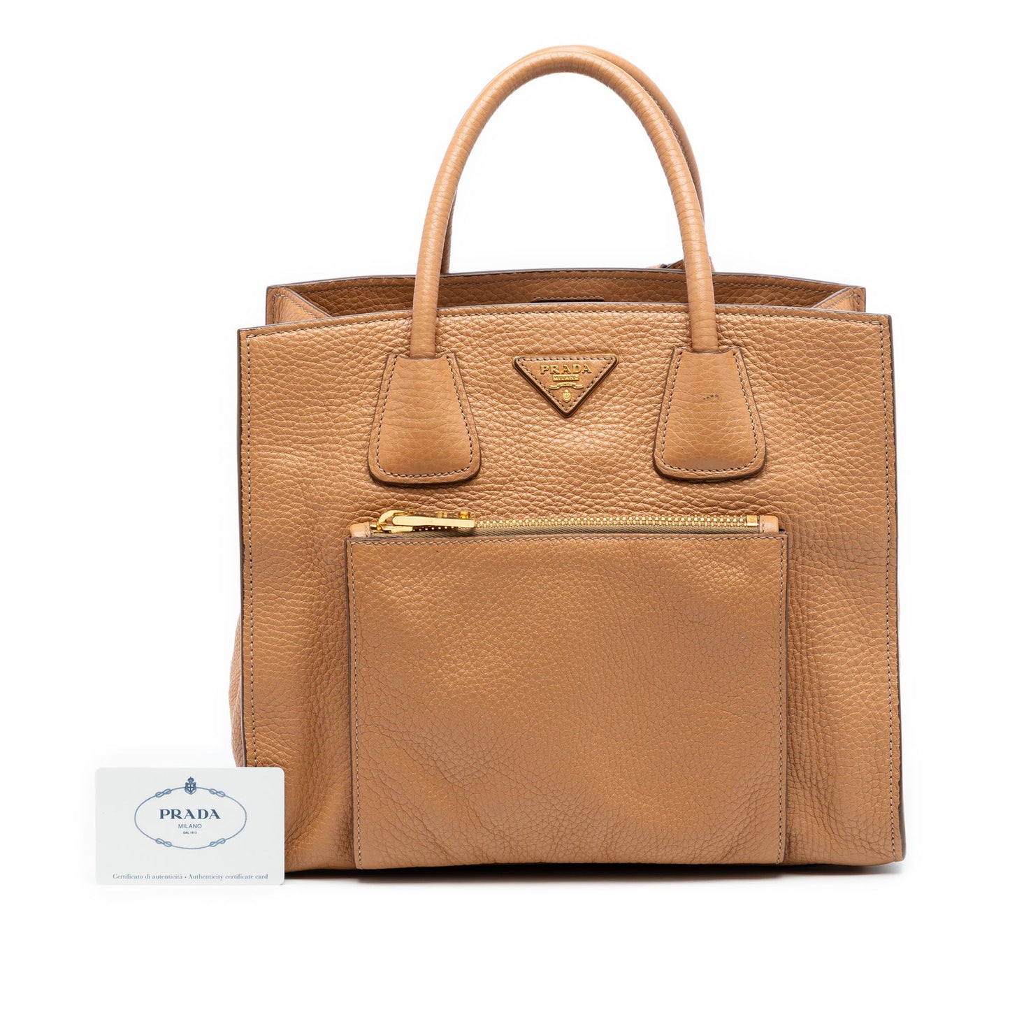 Vitello Daino Front Pocket Open Convertible Tote