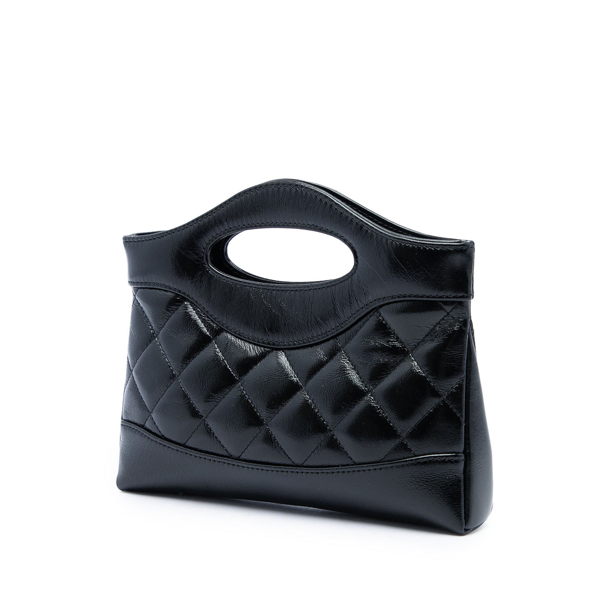 Chanel Nano Shiny Crumpled Calfskin 31 Shopping Bag — Black