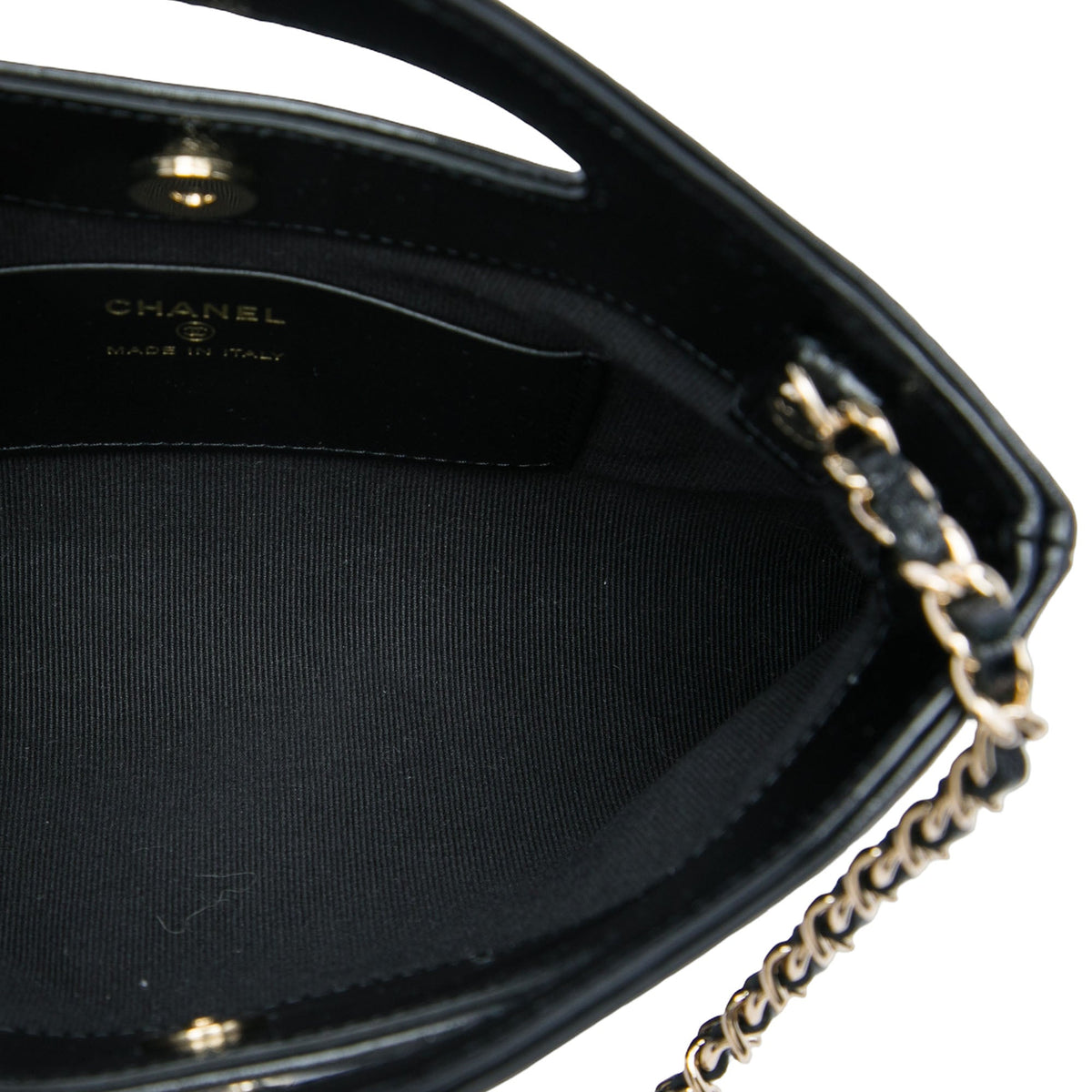 Chanel Nano Shiny Crumpled Calfskin 31 Shopping Bag — Black