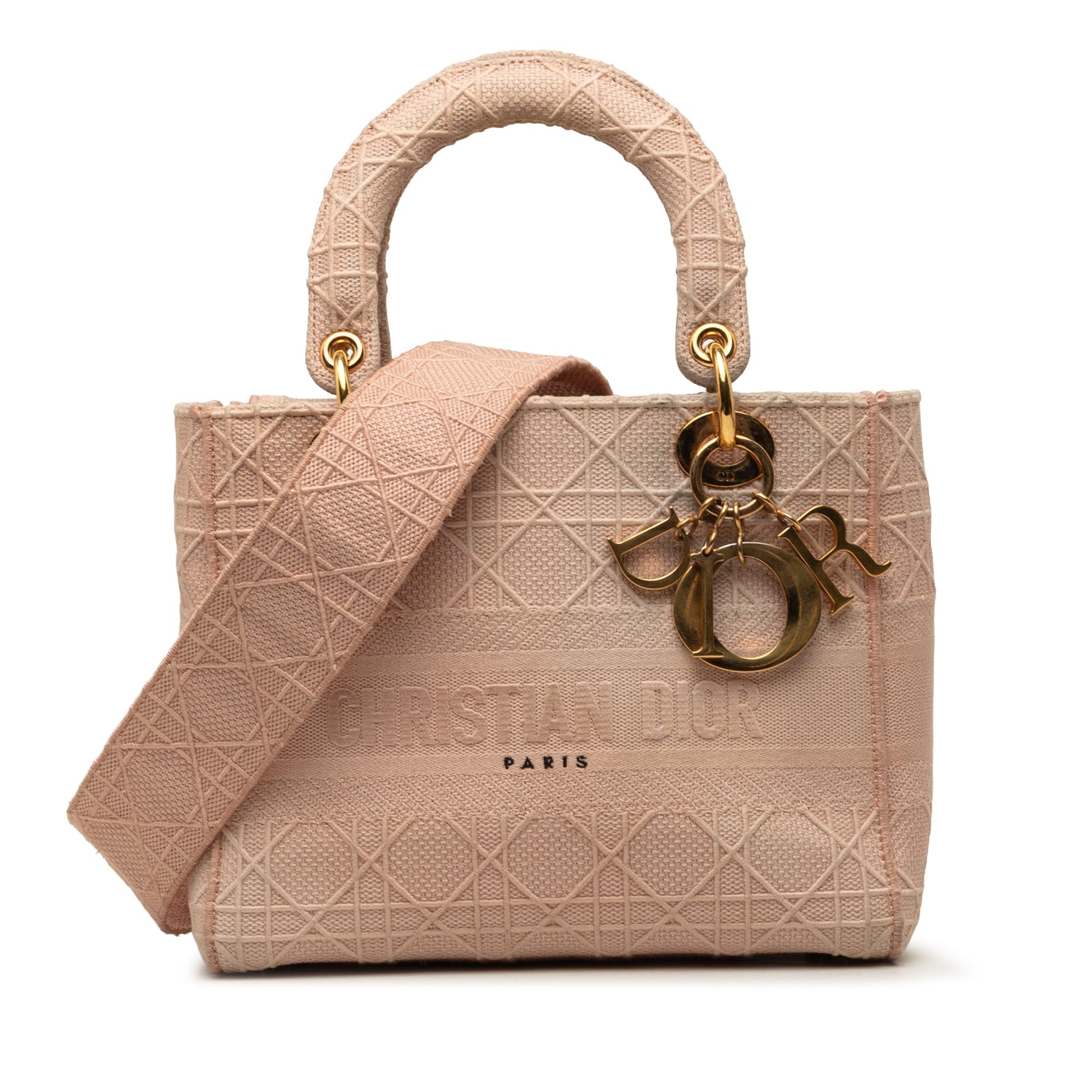 Dior Medium Embroidered Canvas Cannage Lady D Lite