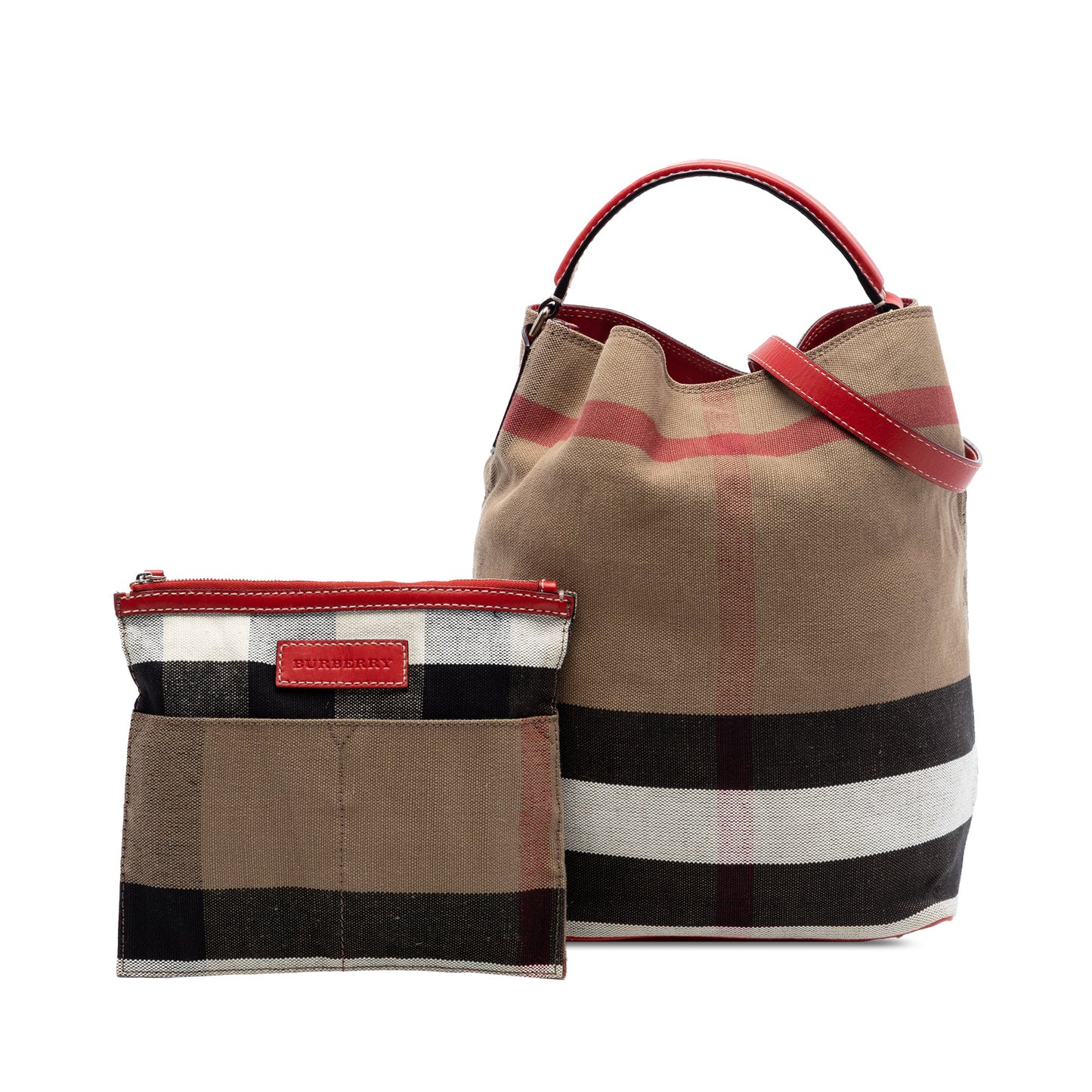 Medium Mega Check Canvas Ashby Bucket Bag