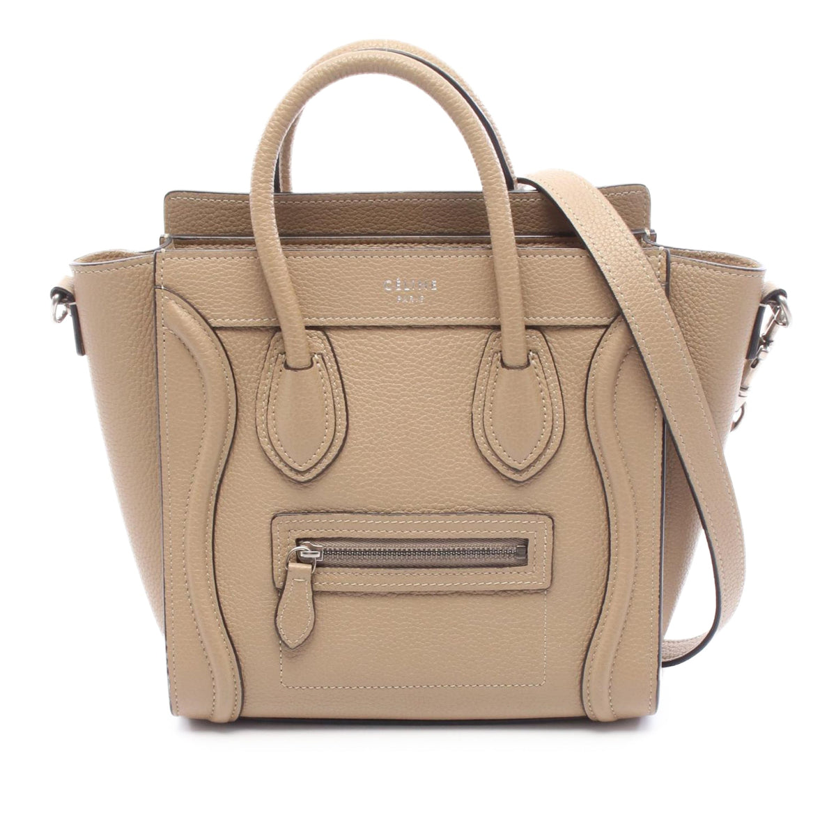 Celine Nano Leather Luggage Tote — Beige