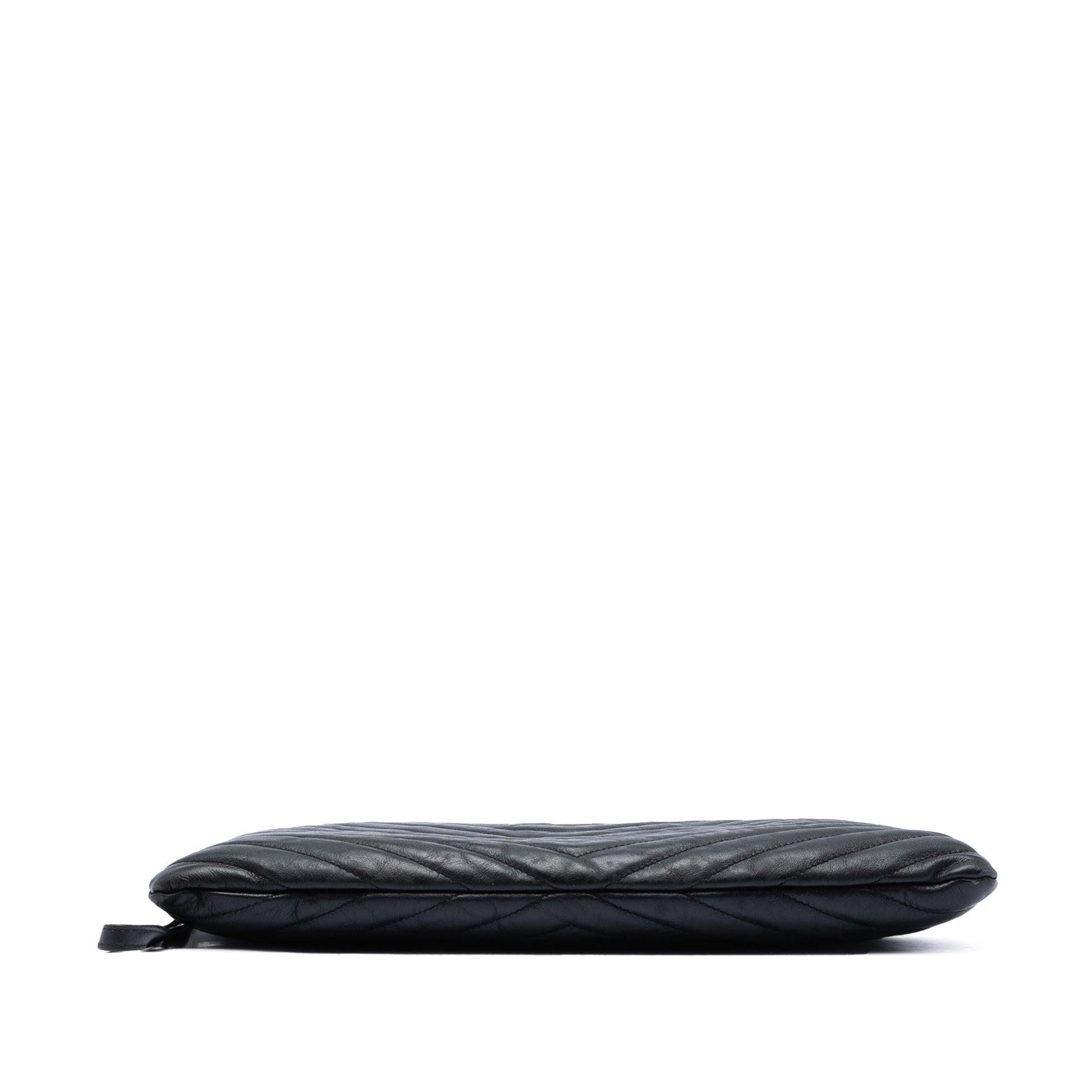 Saint Laurent Chevron Calfskin Monogram Zip A4 Pouch