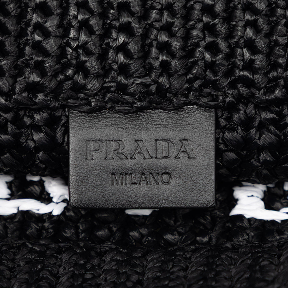 Prada Small Raffia Effect Crochet Embroidered Logo Tote