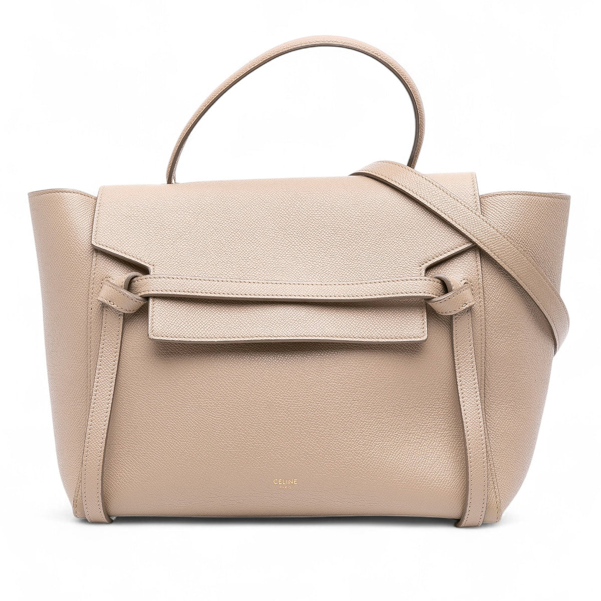 Celine Mini Grained Calfskin Belt Bag — Beige