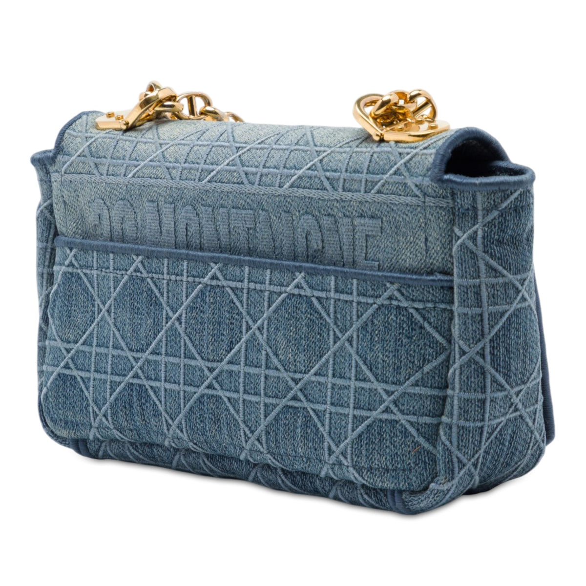 Dior Small Embroidered Denim Cannage Caro Bag