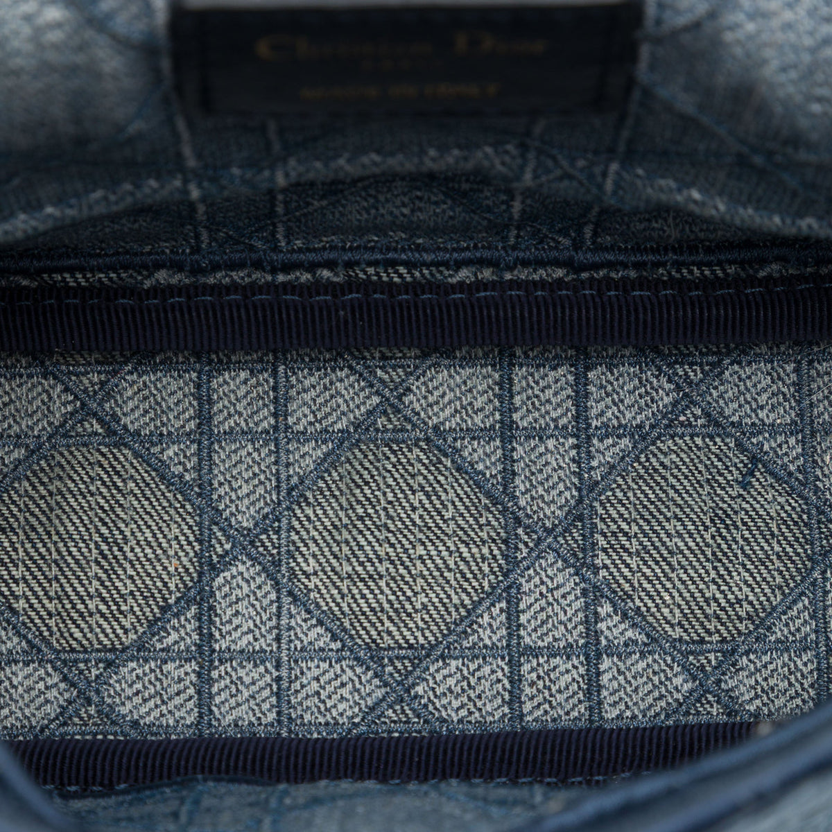 Dior Small Embroidered Denim Cannage Caro Bag