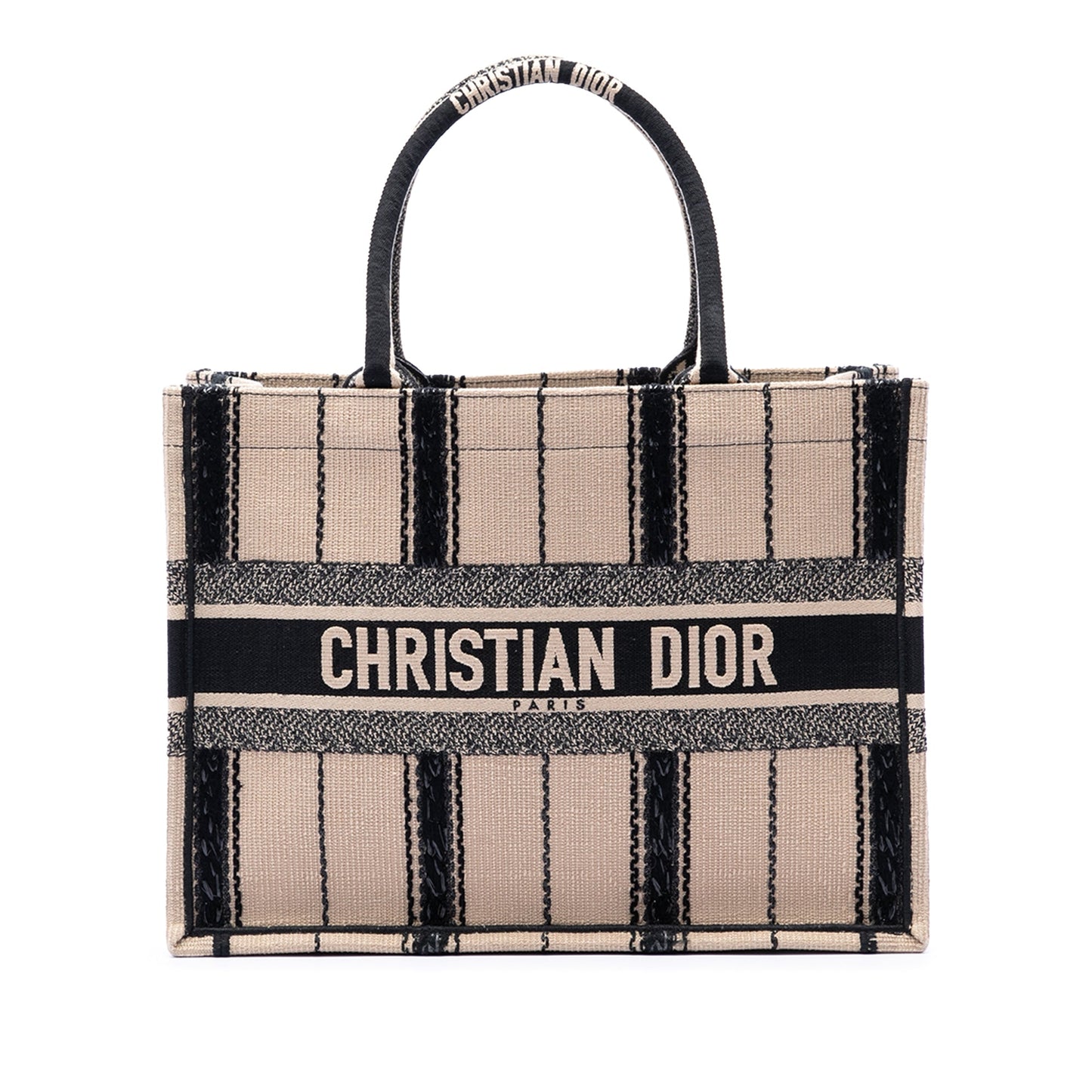 Dior Medium Embroidered Canvas Bayadere Book Tote