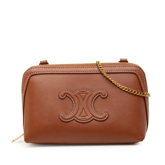 Celine Smooth Calfskin Cuir Triomphe Clutch on Chain