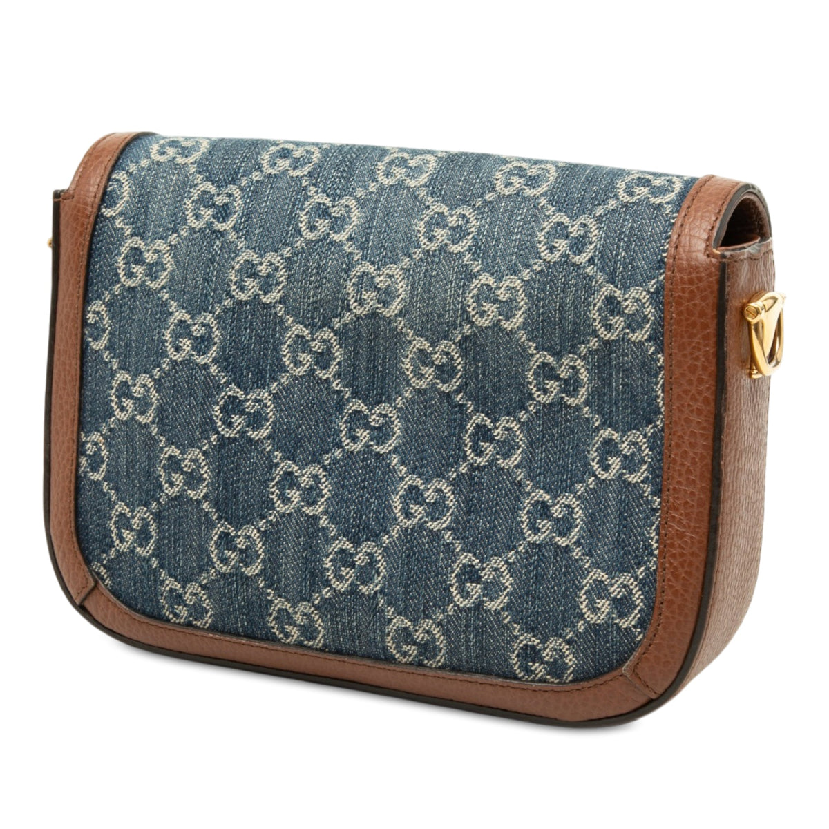 Gucci Small GG Denim Web Horsebit 1955 Crossbody — Blue