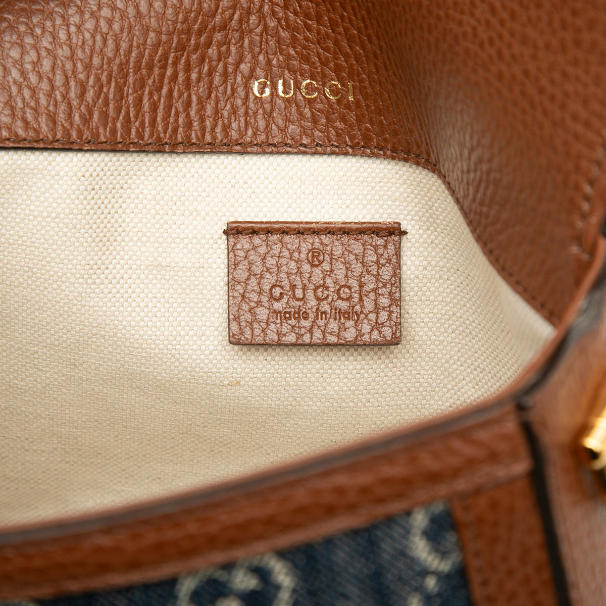 Gucci Small GG Denim Web Horsebit 1955 Crossbody — Blue