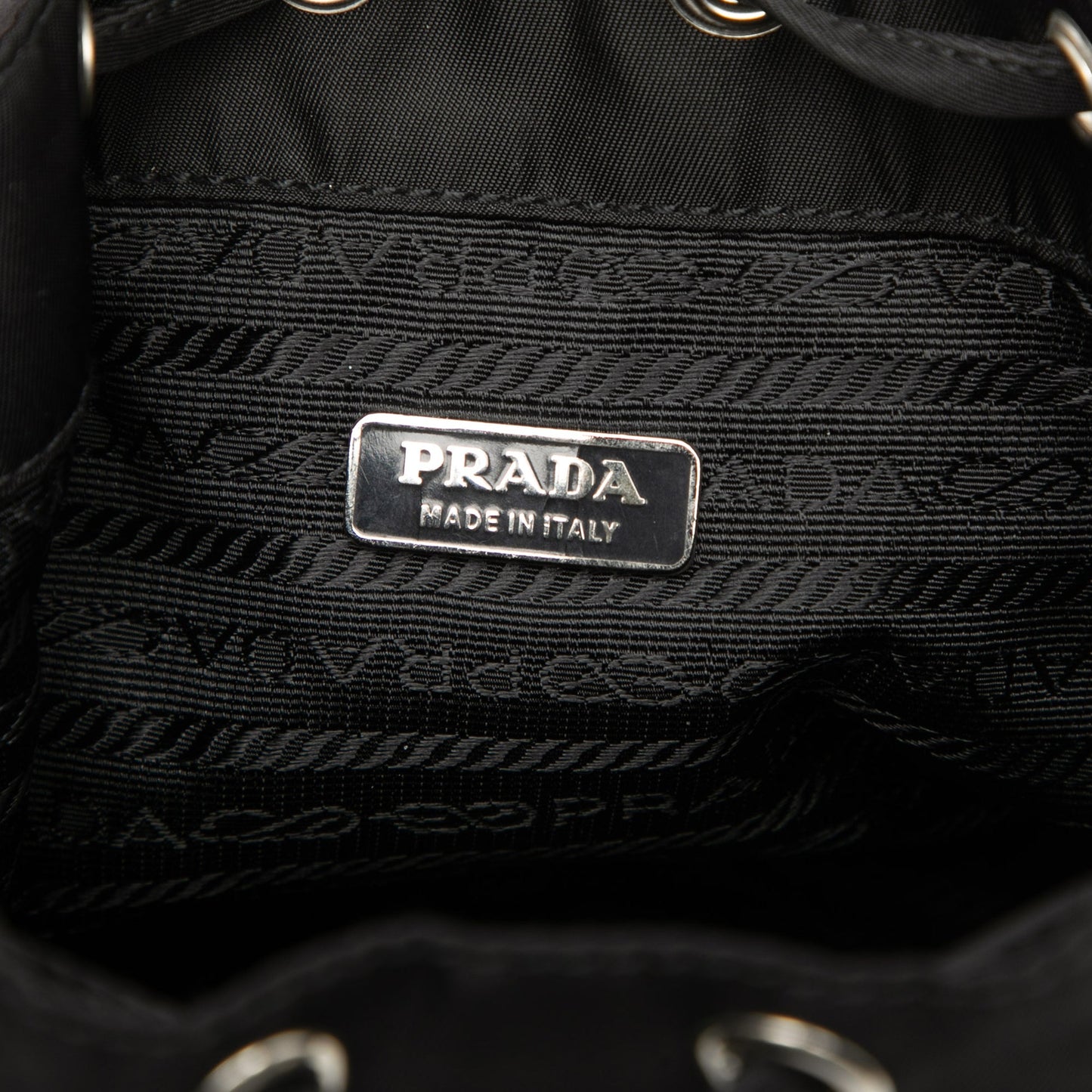 Prada Mini Tessuto Drawstring Bucket Bag