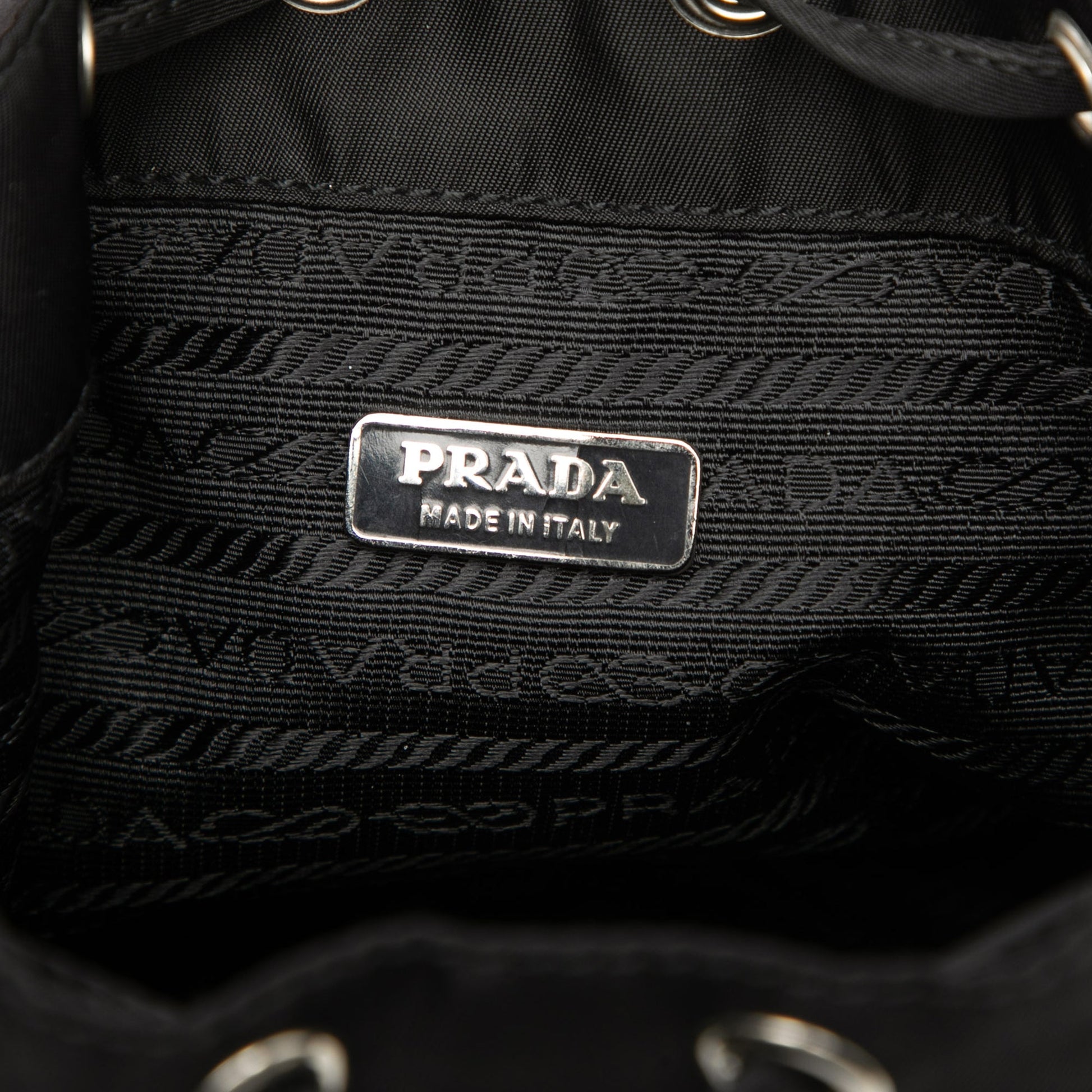 Prada Mini Tessuto Drawstring Bucket Bag