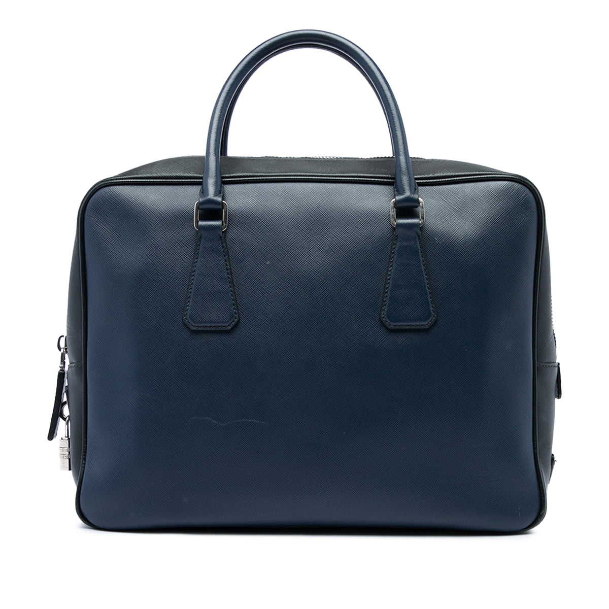 Prada Bicolor Saffiano Business Bag — Blue