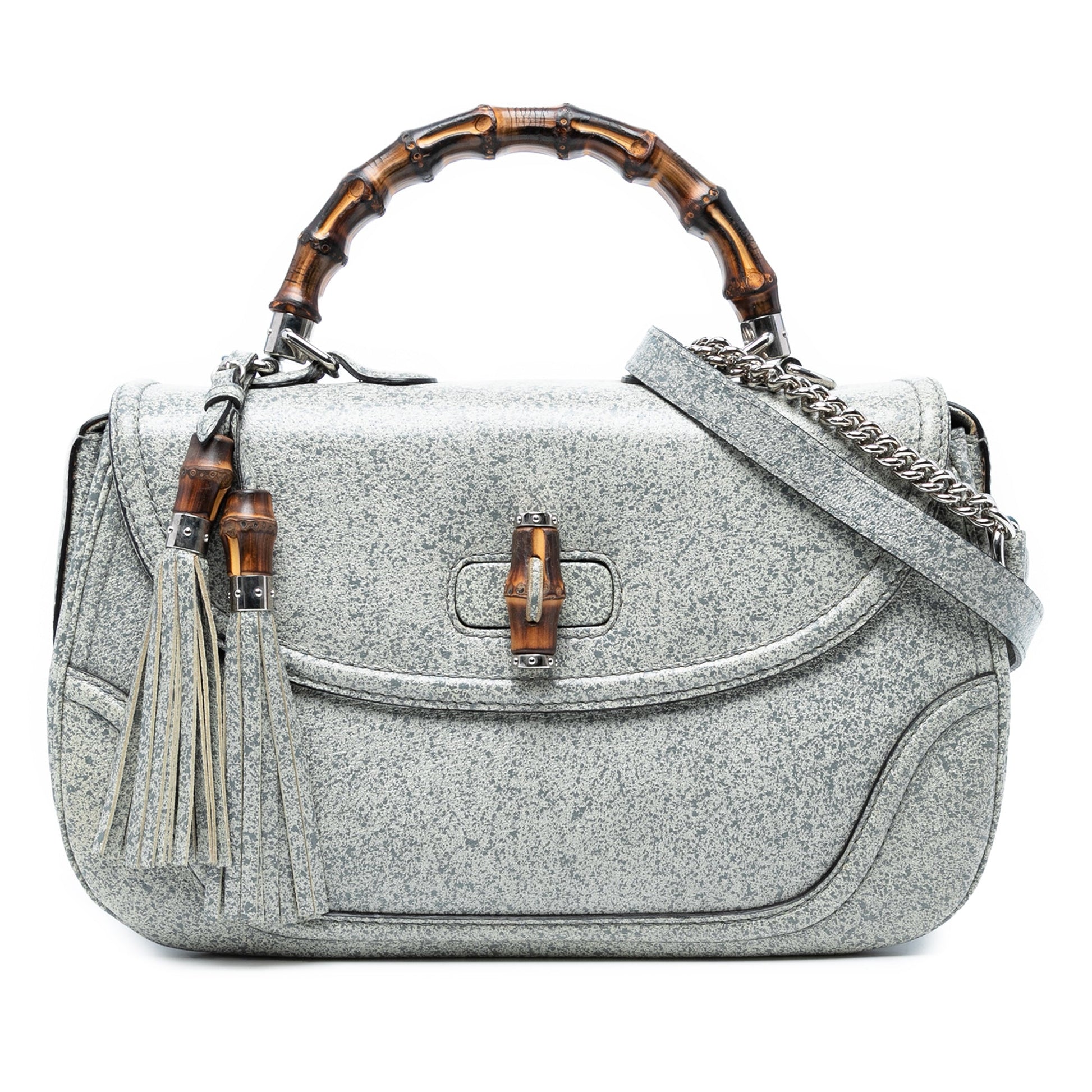 Gucci Large Speckled Leather New Bamboo Top Handle Bag