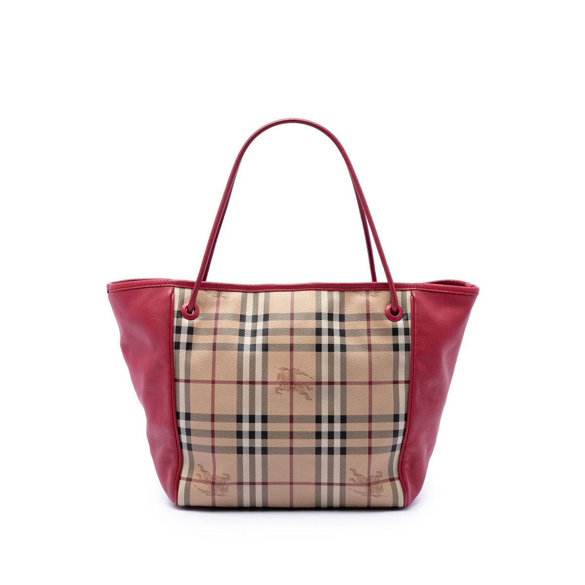Burberry Small Haymarket Check Coated Canvas and Calfskin Canterbury Tote