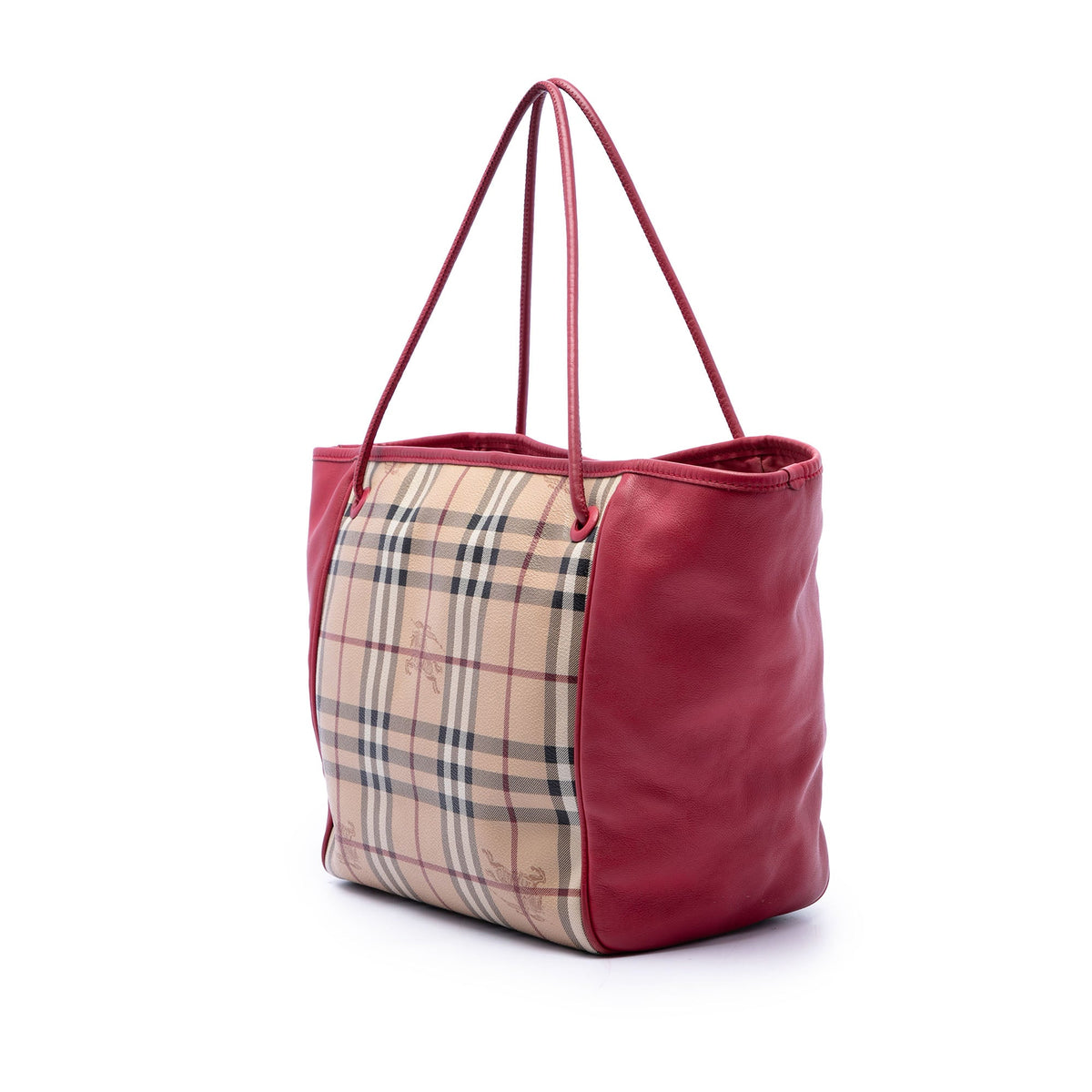 Burberry Small Haymarket Check Coated Canvas and Calfskin Canterbury Tote