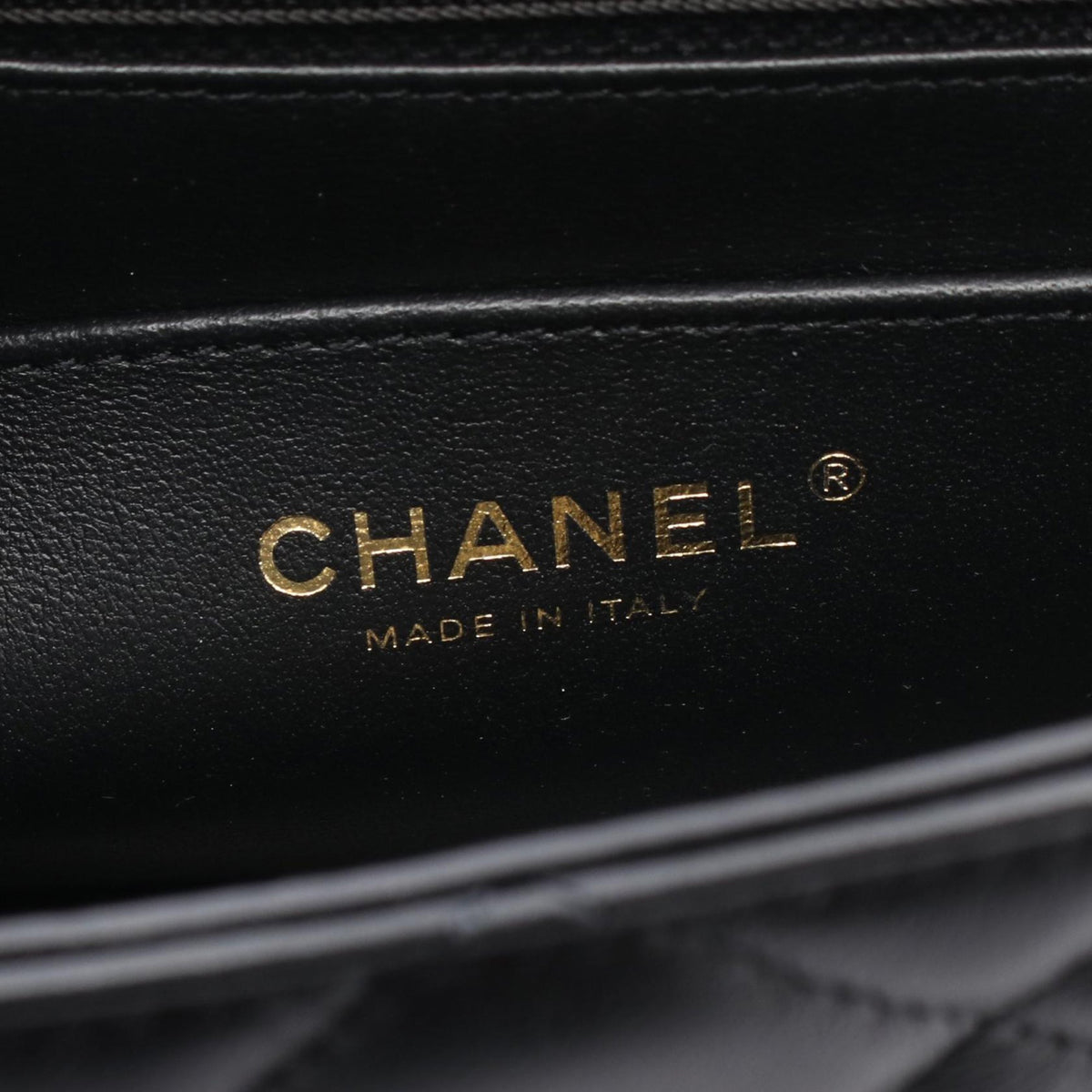 Chanel CC Quilted Lambskin Chain Top Handle Flap — Black