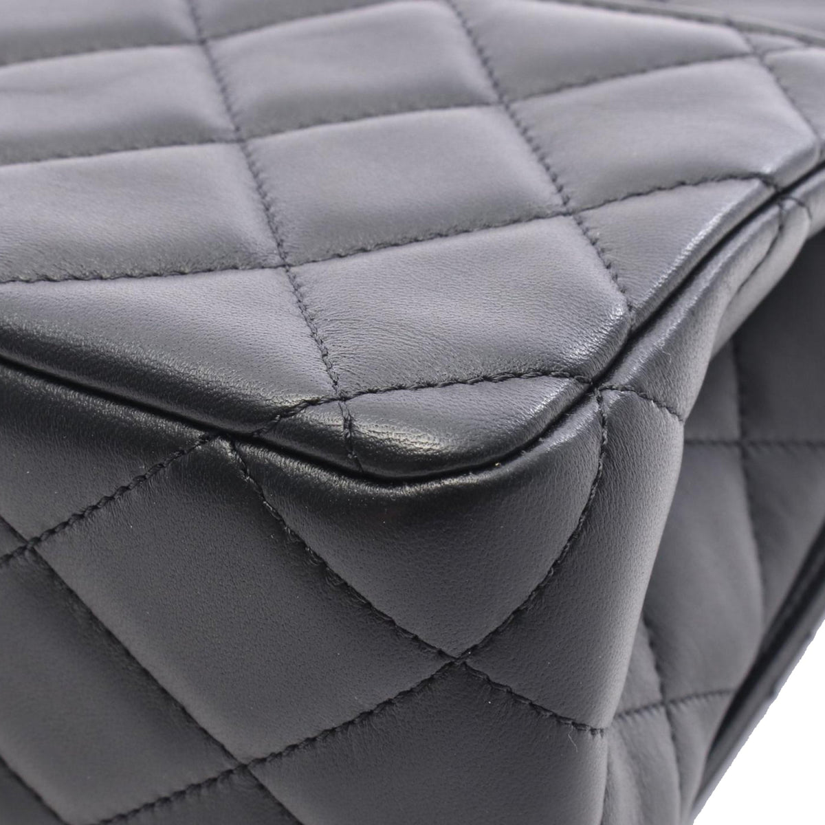 Chanel CC Quilted Lambskin Chain Top Handle Flap — Black