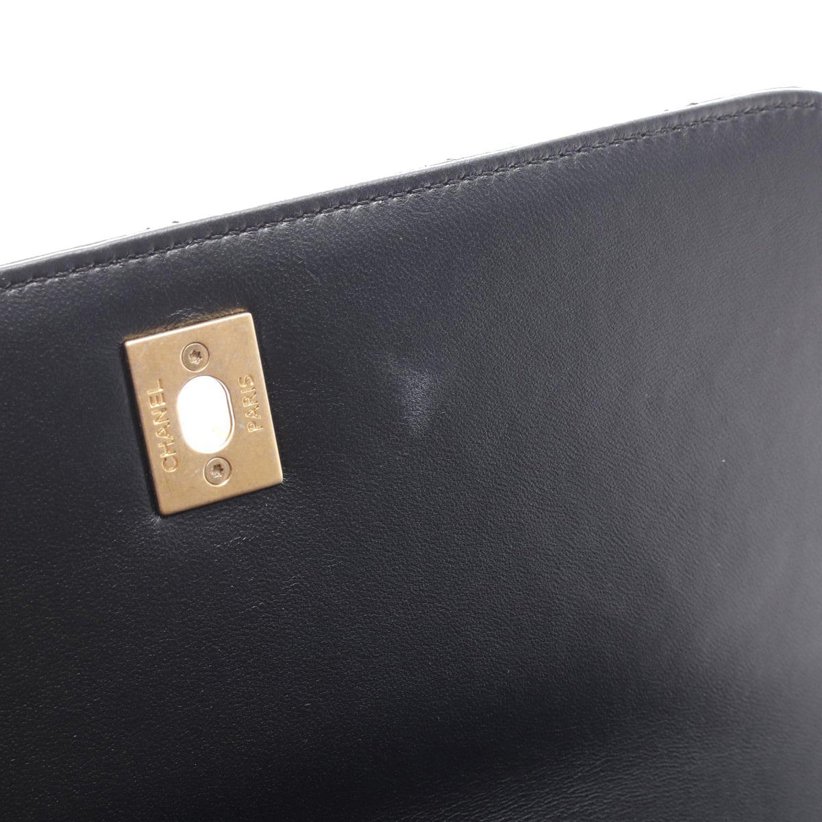 Chanel CC Quilted Lambskin Chain Top Handle Flap — Black