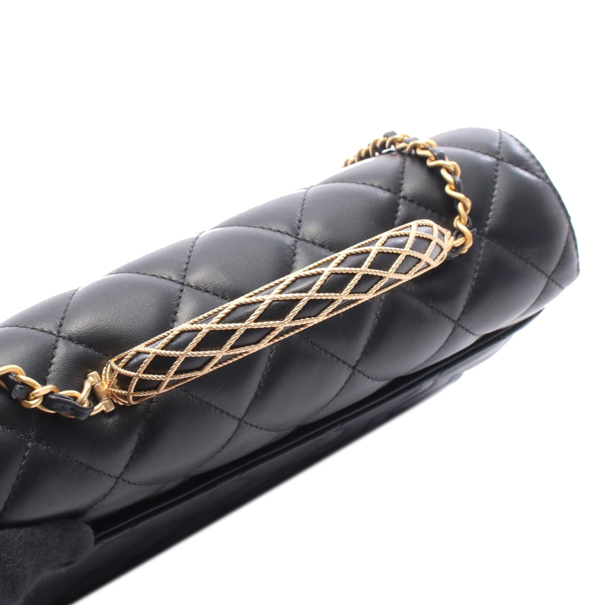 Chanel CC Quilted Lambskin Chain Top Handle Flap — Black